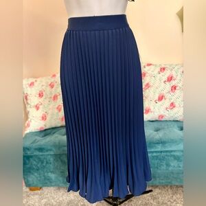 Grace Karin Navy Pleated Midi Skirt
